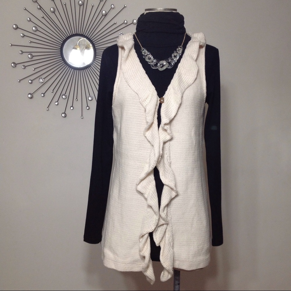 Caravan Ruffle Front Sweater Vest - Picture 8 of 8